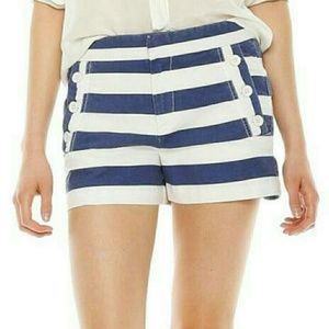S 6 JOE FRESH sailor short blue white stripe khaki